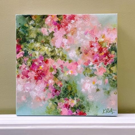 Horizontal Floral Painting, Soft Flower Painting, Big Painting Ideas Easy, Abstract Flowers Painting, Painting Ideas For Mom, Acrylic Paint Flowers, Painting Flowers Acrylic, Easy Floral Painting, Ohuhu Art