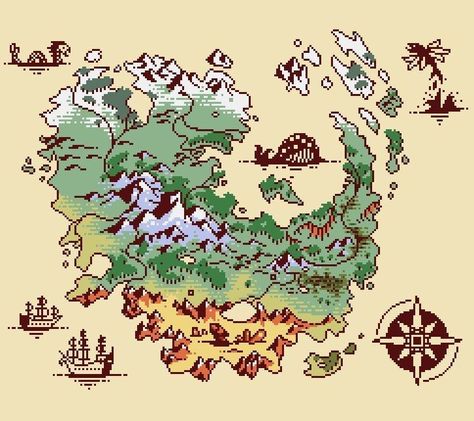 Map Sketch, Fantasy Map Making, Pixel Art Landscape, Piskel Art, Fantasy World Map, Pixel Art Tutorial, 8bit Art, Cool Pixel Art, Pixel Art Characters