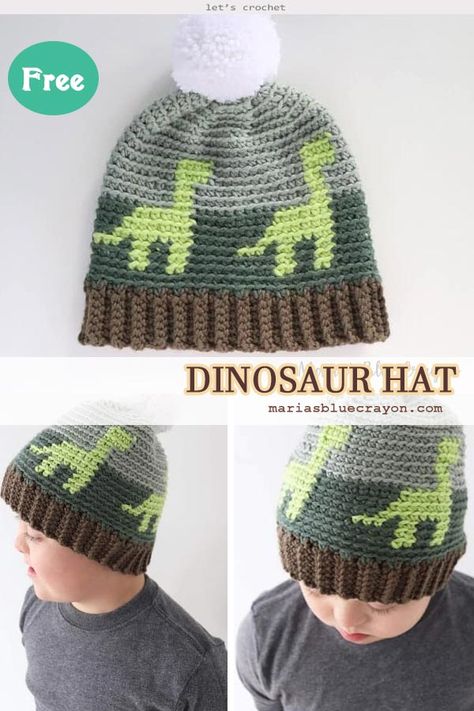 Dinosaur Hat Pattern, Crochet Dinosaur Hat, Dinosaur Crochet, Crochet Dinosaur Patterns, Dinosaur Hat, Blue Crayon, Hat For Kids, Crochet Kids Hats, Crochet Dinosaur