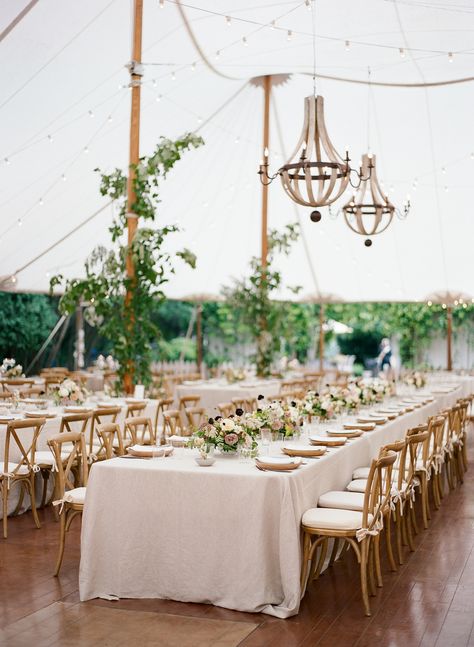 greenery adorned tent reception Barn Wedding Centerpieces, Charlottesville Virginia Wedding, Inexpensive Wedding Invitations, Wedding Reception Table Decorations, Engagement Season, Ceremony Chairs, Wedding Tablescape, Tablescape Inspiration, Charlottesville Virginia