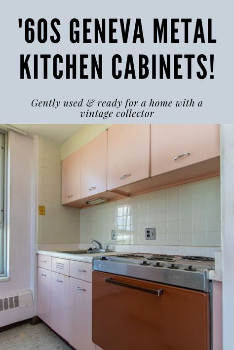 If you're on the lookout for vintage metal kitchen cabinets, you are in for a treat! We have several FULL SETS of '60s Geneva brand metal kitchen cabinets that were saved from an apartment complex in Denver. They are ready to be a part of your vintage, retro-inspired home renovation. #vintagecabinets #metalcabinets #genevacabinets #vintagemetalcabinets #retrokitchen #vintagekitchen Metal Kitchen Cabinets Makeover, Vintage Metal Kitchen Cabinets, Painting Metal Cabinets, Vintage Metal Cabinet, Recycled Kitchen, Metal Kitchen Cabinets, Used Kitchen Cabinets, Metal Cabinets, Laundry Room Update