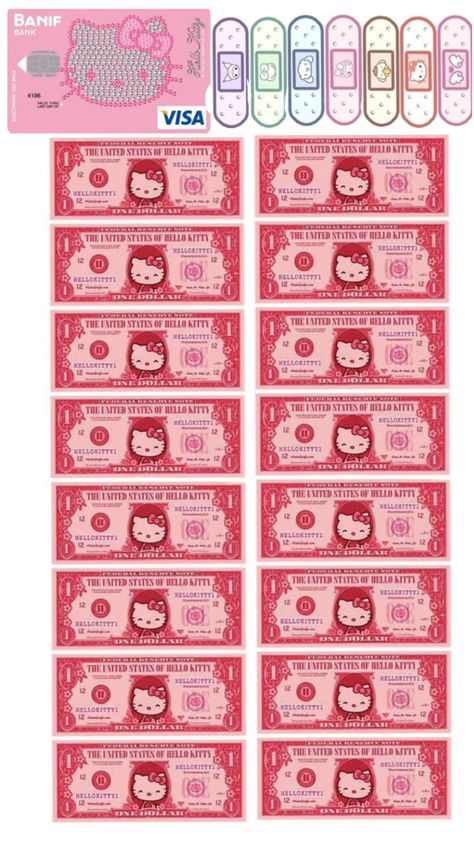 Fake Money Printable Hello Kitty, My Melody Money, Sanrio Money, Hello Kitty Money, Fake Money Printable, Mini Albümler, Printable Diy Crafts, Printable Money, Hello Kitty Printables