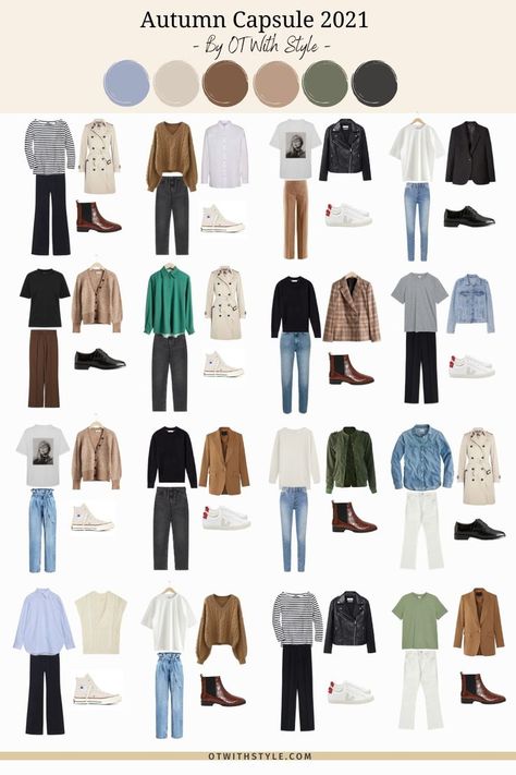 This autumn, I created a seasonal capsule wardrobe in a casual classic style and a neutral color palette. Find out how many outfit variations you can create from just 34 items and get some outfit inspiration for your autumn wardrobe. Korean Autumn Outfit, Autumn Color Palette Fashion, Classic Casual Style, Build A Capsule Wardrobe, Capsule Wardrobe Women, Classic Capsule Wardrobe, Capsule Wardrobe Outfits, Fashion Capsule Wardrobe, Capsule Outfits