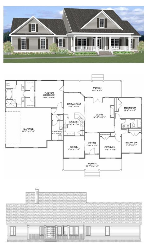 Plan SC-2081: ($1000) 4 bedroom 2 bath home with 2081 heated square feet. This home plan is one of our most popular designs and has regularly been our best seller. This design is available for purchase online along with many others at stevecoxinc.net. Contact us today to modify this plan. Retirement Cake, Retirement Quotes, Military Retirement, Casa Country, 4 Bedroom House Plans, Casas Coloniales, Plan Ideas, House Plans Farmhouse, House Blueprints