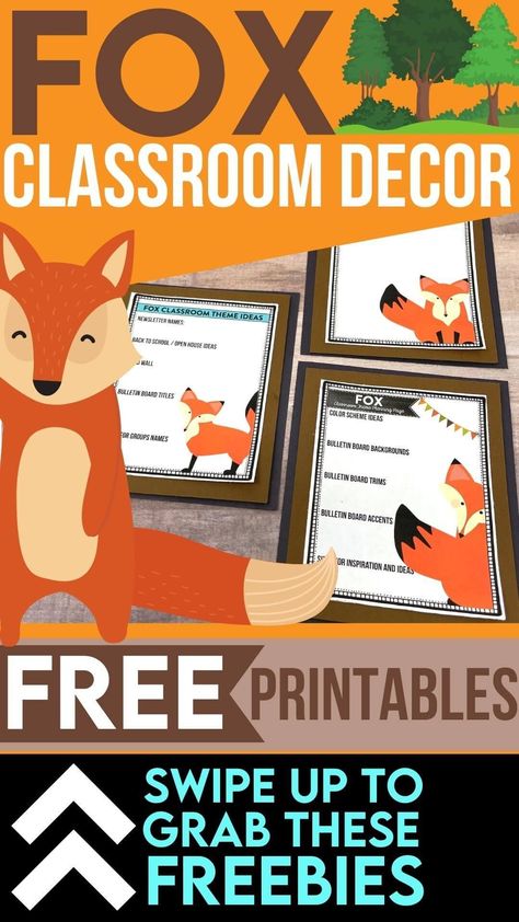 Fox Theme Classroom Decor, Fox Classroom Decor, Fox Classroom Theme, Teacher Planning Pages, Woodland Classroom, Classroom Door Decorations, Free Classroom Printables, Classroom Decor Ideas, Birthday Board Classroom