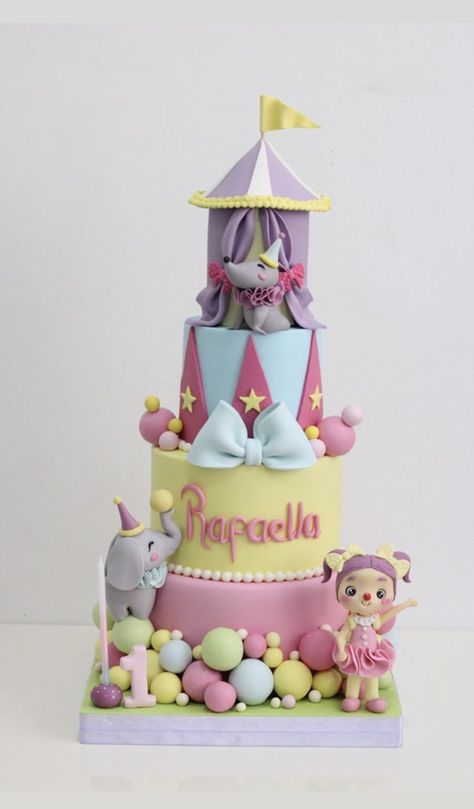 Circus Birthday Cake, Circus Cakes, Carnival Design, Circus Cake, Pastel Cakes, Art Cake, 1st Birthday Cakes, Children Party, Carnival Birthday Parties