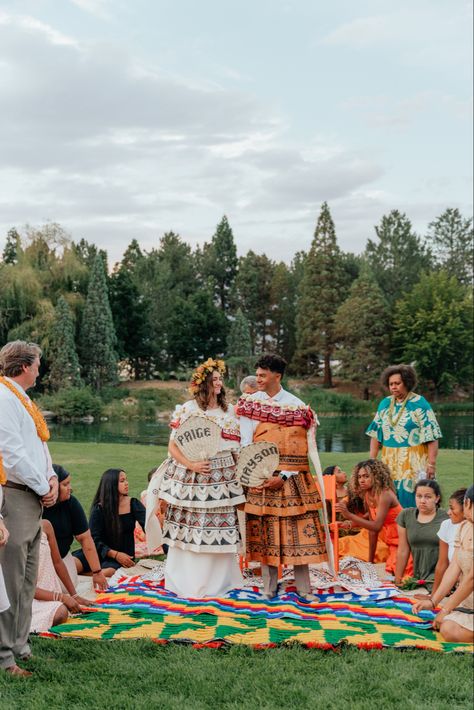 Fijian Wedding • Interacial Couple • Utah Wedding • Tabua Ceremony Fijian Wedding Dress, Fijian Wedding, Tongan Wedding Decorations, Fijian Wedding Traditional, Tongan Wedding, Samoan Culture Photography, Fijian Tapa Design, Samoan Wedding, Island Wedding Dresses