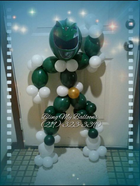 Green Go Go Power Rangers! Columns Ideas, Power Rangers Party, Party Ideas Decoration, Balloon Character, Festa Power Rangers, Power Ranger Cake, Column Ideas, Power Ranger Birthday Party, Green Power Ranger