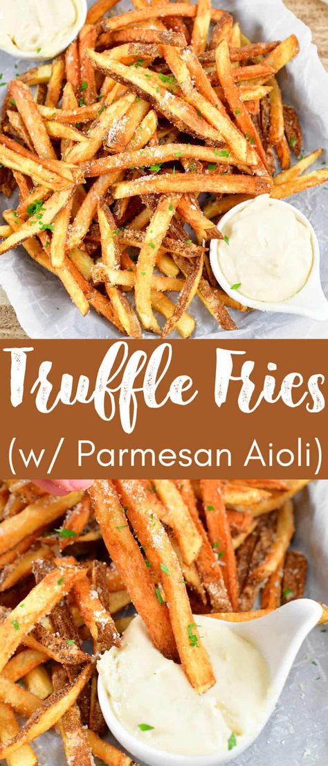 Truff Recipes, Parmesan Aioli, Parmesan Truffle Fries, Dirty Fries, Garlic Parmesan Fries, Potatoe Recipes, Will Cook For Smiles, Parmesan Fries, Truffle Sauce