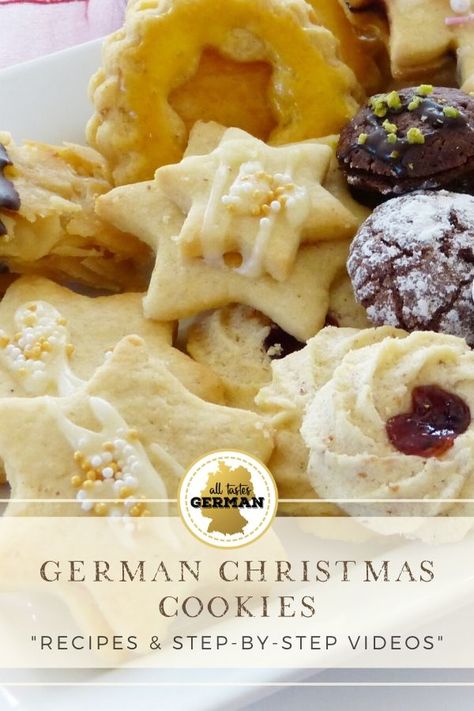 Authentic German Christmas Cookies, Authentic German Recipes Desserts, German Star Cookies, German Spritz Cookies, German Shortbread Cookies, German Angel Cookies, German Almond Cookies, German Christmas Meal, Traditional German Christmas Dinner