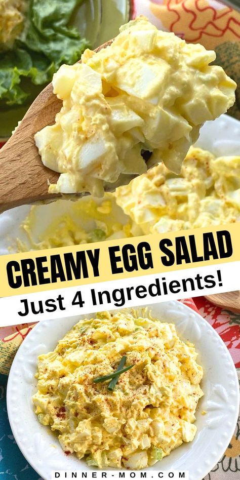 This easy Keto Egg Salad recipe with 4 simple ingredients is creamy, delicious, packed with protein and stays low-carb served on lettuce wraps, keto bread, or sandwiched between chaffles. Keto Egg Salad Low Carb, Quick Egg Salad, Simple Egg Salad Sandwich Recipe, Egg Recipes For Dinner Low Carb, Keto Deviled Egg Salad, Low Sodium Egg Salad, Easy Egg Salad Recipe Simple, Low Cal Egg Salad, Egg Salad Sandwiches Recipe