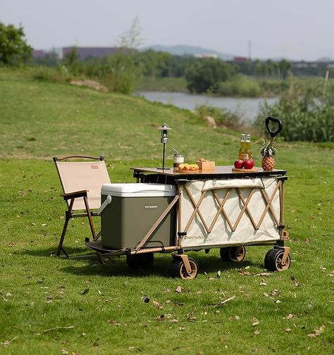 Amazon.com: Whitsunday Collapsible Folding Wagon with Table,Heavy Duty Utility Beach Wagons with Opened Tailgate and All-Terrain Wheels for Camping,Garden,Sports Beige : Patio, Lawn & Garden Beige Garden, Beige Patio, Camping Garden, Beach Wagon, Beach Cart, Folding Wagon, Garden Cart, Wagons, Lawn Garden