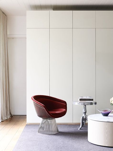 Warren Platner-redchair goodness Warren Platner Chair, Platner Chair, Built In Robes, Melbourne House, Storage Closet, Red Chair, Form Design, The Design Files, Cool Chairs