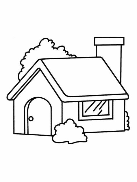 House Pictures Drawing, House Clipart Black And White, House Outline Drawing, House Cartoon Drawing, Easy House Drawing, White House Drawing, House Coloring Pages For Kids, House Drawing Easy, Coloring House