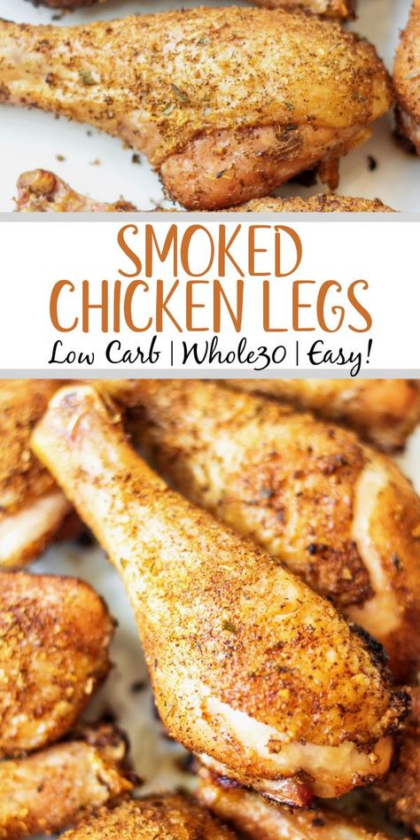 Having a go-to smoked chicken legs recipe is a must have for summer. These smoked chicken legs use very few staple ingredients and is gluten free and dairy free. It's the perfect choice for a gathering, or for meal prep because it is super easy and fast. Smoked chicken drumsticks are a favorite for kids and adults alike and will be a versatile addition to your summer smoking. #smokerrecipes #chickenlegs #glutenfreerecipes #dairyfreerecipes #smokedchickenlegs #chickendrumsticks Smoked Chicken Drumsticks, Chicken Legs Recipe, Eat More Chicken, Chicken Leg Recipes, Paleo Chicken Recipes, Creamy Chicken Soup, Chicken Pasta Bake, Smoked Chicken, Yummy Chicken Recipes