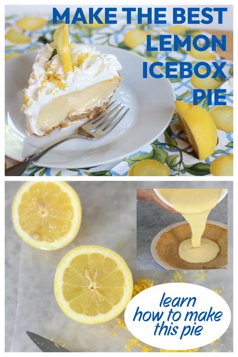 The Best Lemon Icebox Pie You've Ever Tasted. This easy sweet and tart lemon pie recipe is perfect for a company dessert or a family dessert. Lemon Pie Recipe Condensed Milk, Ice Box Pie, Easy Lemon Pie, Key Lime Pie Easy, Lemon Icebox Pie, Lemon Pie Recipe, Icebox Pie, Family Desserts, Frozen Lemon