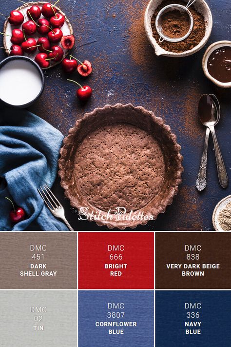 Red Blue And Brown Color Scheme, Navy And Red Aesthetic, Rustic Red Color Palette, Navy Blue Matching Colors, Colors That Compliment Red, Red And Brown Color Palette, Stitch Palettes, Tan Color Palette, Christmas Color Palette