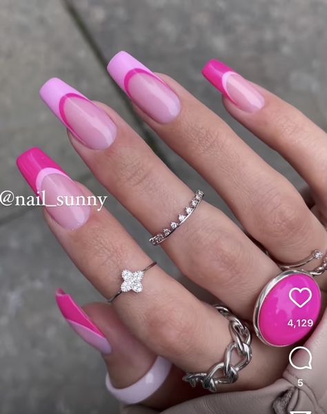 Trendy Acrylic Nail Designs 2023, Barbie Core Nails, Edgy Nails, Classy Acrylic Nails, Acrylic Nails Coffin Pink, Nails 2023, Pink Acrylic Nails, Dream Nails, Fire Nails