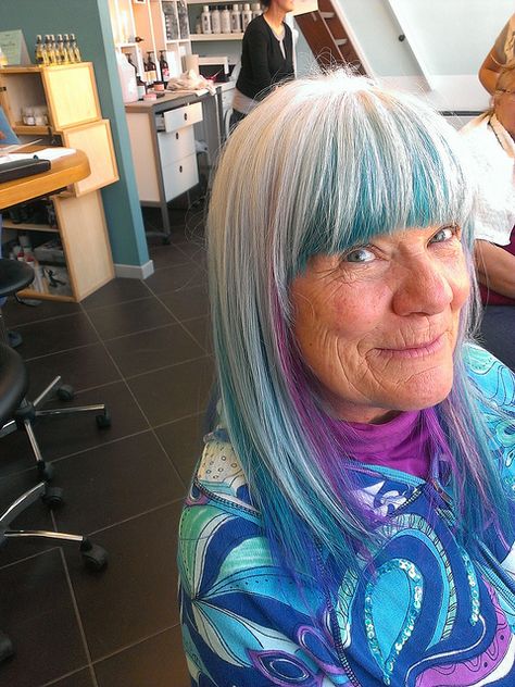 I am putting so much color in my hair when I get old. Rainbow Hair Color, Hair Color Crazy, Popsugar Beauty, Bright Hair, Ageless Beauty, Rainbow Hair, Hair Envy, North Dakota, Hair Today