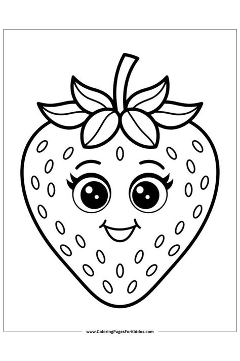 A cute strawberry with big eyes and a happy smile. Kids Coloring Sheets Free Printables, Simple Colouring Pages For Kids, Colouring Pages For Kids Easy, Coloring Pages For Toddlers Printables, Toddler Coloring Pages Free Printable, Free Printable Coloring Pages For Kids, Kids Coloring Pages Free Printable, Coloring Book Pages Printables, Cute Printable Coloring Pages