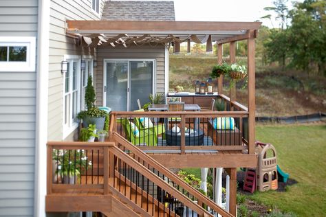 Deck Renovation Ideas, Deck Addition, Deck Renovation, Deck Landscaping, Second Story Deck, Deck Railing Ideas, Deck Railing Design, Backyard Getaway, Deck Makeover