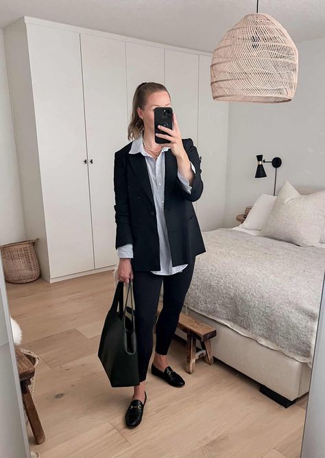 Business Casual With Leggings: What To Know + Chic Outfits 2023 Leggings And Blazer Outfit Work, Outfits With Leggings For Work, Business Casual With Leggings, Casual Outfits With Leggings, Leggings Work Outfit, Leggings For Work, Women's Spring Outfits, Work Leggings, Mom Outfit Ideas