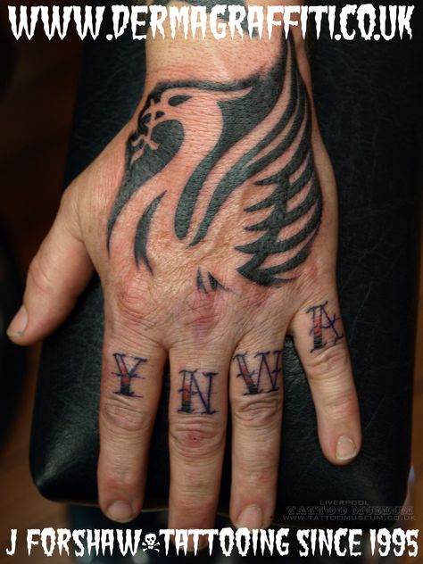 Liverbird Tattoo, Ynwa Tattoo, Lfc Tattoo, Chest Tattoo Lettering, Liverpool Fc Tattoo, Bird Hand Tattoo, Mens Body Tattoos, Liverpool Tattoo, Truck Tattoo