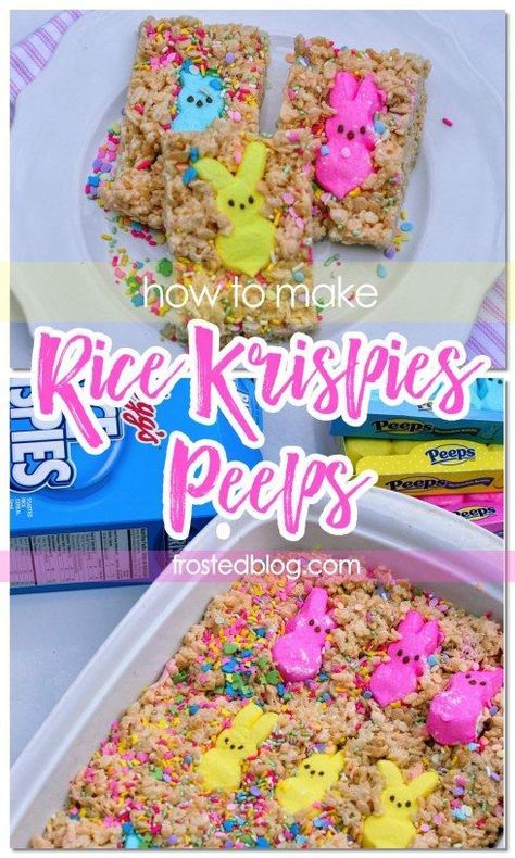 Easter Treats - @ricekrispies How to Make Rice Krispie Peeps, cute Easter idea via Misty Nelson frostedblog.com @ricekrispies Easter Rice Crispy Treats, Peeps Rice Krispie Treats, Deviled Eggs Recipes, Marshmallow Bunnies, Easter Rice Krispie Treats, Peeps Marshmallow, Table Decor Easter, Brunch Easter, Recipes For Easter