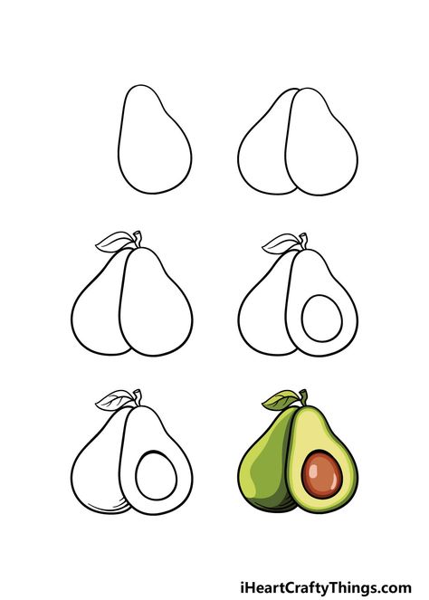 Avocado Drawing - How To Draw An Avocado Step By Step Avocado Drawings, Pencil Sketch Aesthetic, Drawing Sketch For Kids, Easy Fruit Drawing, Sketches For Kids, Avocado Drawing, Kids Painting Class, Avocado Color, Fruit Doodle