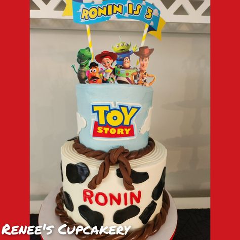 2 tier cake with fondant accents. Cake With Fondant, 2 Tier Cake, Toy Story Cakes, Tier Cake, Fondant Cakes, Tiered Cakes, Toy Story, Fondant, Cake