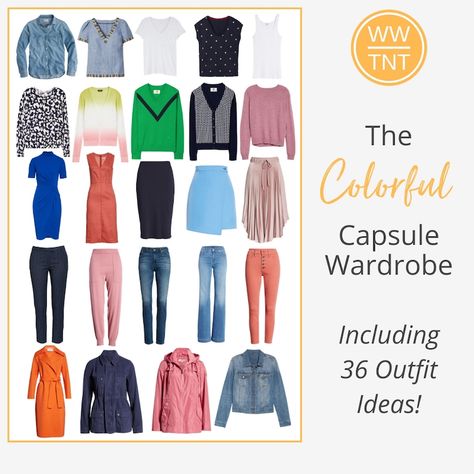 Wardrobe Template, Colorful Capsule Wardrobe, Wardrobes Uk, Colorful Wardrobe, Capsule Wardrobe Essentials, Capsule Wardrobe Outfits, Travel Clothing, Travel Capsule Wardrobe, Capsule Outfits