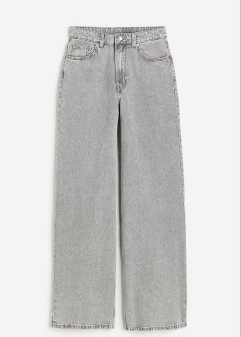 Grey Wide Leg Jeans, Lady Grey, Twill Pants, Denim Details, Grey Jeans, H&m Jeans, Grey Pants, Wide Legs, Pocket Jeans