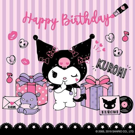 Kuromi Happy Birthday Card, My Melody And Kuromi Birthday Party, Sanrio Birthday Cards, Kuromi Birthday Theme, My Melody Happy Birthday, Kuromi Birthday Party Ideas, Kuromi Birthday Party Decorations, Kuromi Party Ideas, Kuromi Happy Birthday