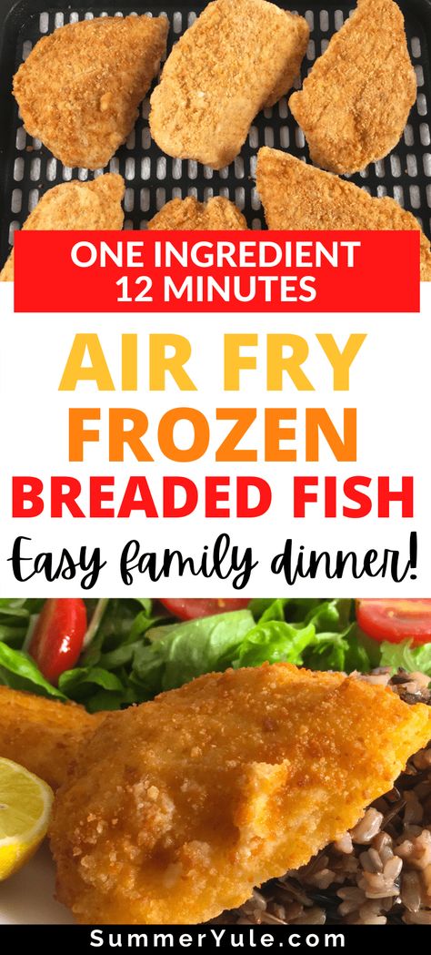 Can you cook frozen fish in air fryer? You sure can! Air fryer frozen breaded fish fillets take only 12 minutes to cook without thawing! You’ll love this quick and simple dinner entree on busy weeknights. Even novice cooks will have success with this one ingredient air fryer recipe! Don't miss this easy seafood recipe, with everything you need to know to ensure air frying success! #healthyrecipes #easymeals #under30minutes #dinner #fish #seafood #airfryer Air Fryer Breaded Fish, Frozen Fish In Air Fryer, Fish In Air Fryer, Frozen Fish Recipes, Breaded Fish Recipe, Cod Fillet Recipes, Air Fryer Recipes Chicken Wings, Breaded Cod, Breaded Fish