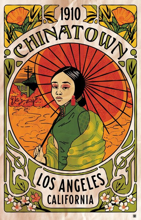 1910s Advertisements, China Town Art, Art Nouveau Graphic Design, Art Nouveau Illustration, Retro Artwork, Art Nouveau Poster, Vintage Poster Design, Riso Print, Japon Illustration