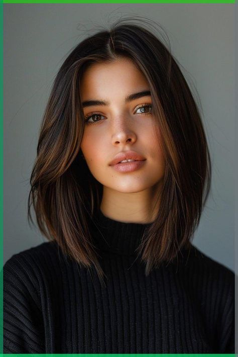 Short With Layers Shoulder Length, Shoulder Length Hair With Light Layers, Long Bob From The Back, Long Bob Women, Long Bob On Wavy Hair, Shoulder Length Bob Layers, Trendy Haircuts Straight Hair, Short Bob For Straight Hair, Mid Length Hair Side Part Straight