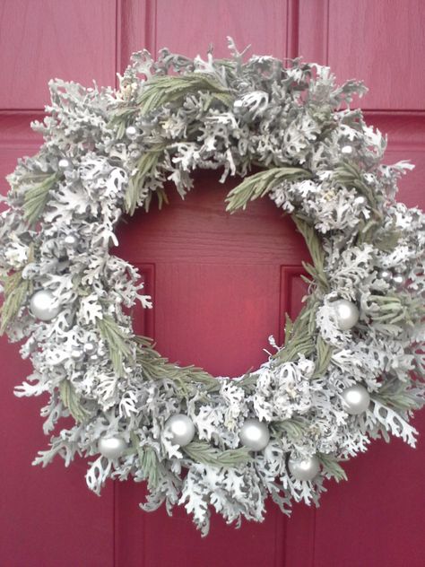 Dusty Miller Wreath, Dried Winter Wreath, Silver Door Wreath, Dried Dusty Miller Wreath, Glitter Twig Berry Silver Christmas Wreath, Silver Sparkle Door Wreath, Christmas Workshop, Silver Wreath, Dried Wreath