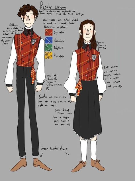 School Uniform Drawing, Harry Potter Hotel, Hogwarts Houses Outfits, Hogwarts School Uniform, Harry Potter Fancy Dress, Uniform Drawing, Hermione Costume, Harry Potter Uniform, Gryffindor Uniform