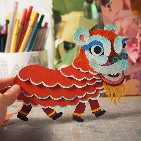 Lion Dance Costume, Ashley Barron, Chinese New Year Cake, Lion Craft, Chinese Lion Dance, Chinese Lion, Treasure Hunts, Chinese New Year Crafts, Fu Dog