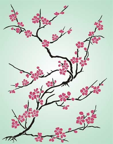 http://www.stencilkingdom.com/catalogue/japan/catalogue_body_japan_japan21.php Japanese Stencil, Cherry Blossom Drawing, Japanese Blossom, Cherry Blossom Art, Stencils Printables, Stencil Design, Cherry Blossom Tattoo, Blossom Tattoo, Blossoms Art