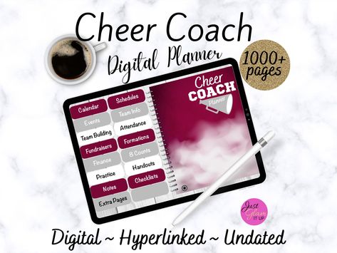 Excited to share this item from my #etsy shop: Cheer Coach Digital Planner / Maroon / Goodnotes5 / Undated Months / Hyperlinked Cheer Coach Planner Free, Undated Calendar, Attendance Sheet, Team Organization, Cheer Coach, Calendar Monthly, Cheer Coaches, Pom Pom Girl, Finger Tips