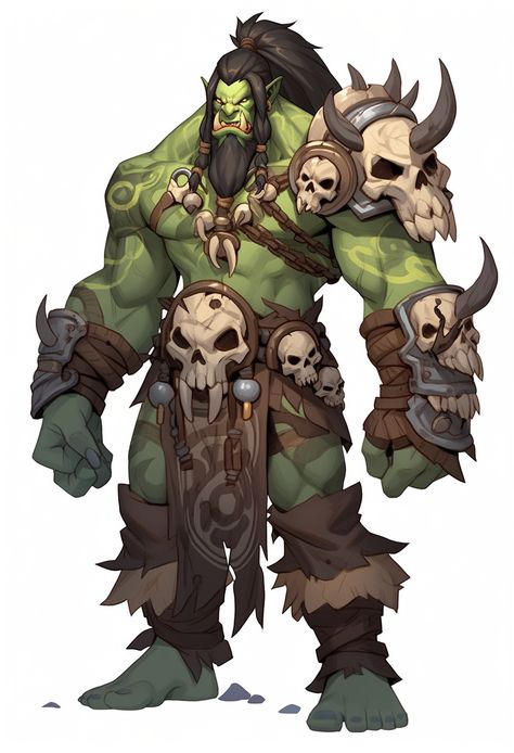 Orcs Concept Art, Orc Armor Concept Art, World Of Warcraft Orc Art, Warcraft Orc Art, Orcs Character Design, Orc Drawing Reference, Dnd Orc Male, Orc Dnd Character, Ogre Character Design