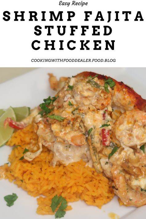 Chicken Stuffed With Shrimp, Fajita Stuffed Chicken Breast, Chicken Breast And Shrimp Recipes, Fajita Stuffed Chicken, Chicken Recipe Keto, Spinach Stuffed Chicken Breast Recipes, Recipe With Shrimp, Stuffed Chicken Recipe, Slow Cooker Chicken Fajitas