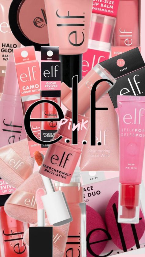 Pink e.l.f products, makeup, skincare, glitter, beauty Elf Glitter, Elf Products, Go Pink, Products Makeup, Branded Gifts, Makeup Skincare, Lip Oil, Lip Balm, Elf