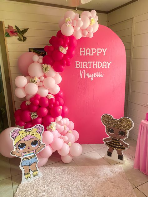 Omg Doll Birthday Party, Doll Party Theme, Lol Surprise Birthday Party Ideas, Lol Surprise Dolls Party Ideas, Pink Birthday Backdrop, Birthday Lol Surprise, Balloon Garland Pink, Lol Surprise Birthday Party, Surprise Party Themes