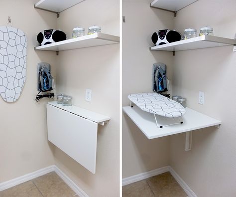 The NORBERG wall-mounted folding table gives extra workspace when you need it! Perfect to use in the laundry room for ironing and folding. Laundry Folding Tables, Ikea Home Tour, Ikea Laundry, Laundry Room Tables, Laundry Room Folding Table, Laundry Folding, Ikea Laundry Room, Wall Mounted Folding Table, Room Storage Diy