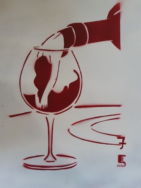 Wine Glass Drawing, Art Du Vin, Colorful Animal Paintings, Self Love Tattoo, Wine Painting, Art Hobbies, Wine Art, Easy Drawings Sketches, Cool Wallpapers Cartoon