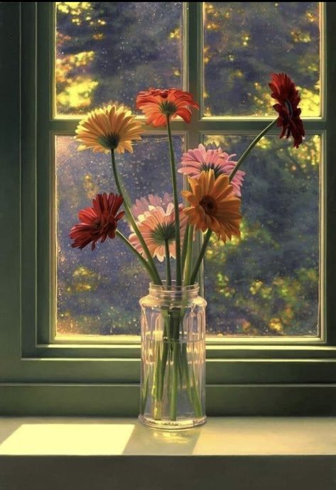 Flowers In Kitchen Window, Flowers By Window, Windowsill Decor Bedroom, 2025 Prayer, Prayer Board, Flower Pictures, Window Sill, Art Inspo, Art Inspiration