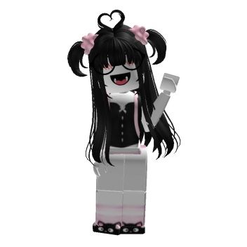 Pink And Black Roblox Avatar, Black Avatar Roblox Girl, Black Emo Roblox Avatar, Pink Avatar Roblox Girl, Goth Roblox Avatars, Emo Avatar Roblox Girl, Black Avatar, Black Hair Bangs, Pink Emo