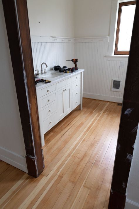 our refinished fir floors | the Farmhouse 1950s Hardwood Floors, Vintage Hardwood Floors, Fir Floors, 1920 House, The Grit And Polish, Grit And Polish, Wood Floor Finishes, Refinish Wood Floors, Old Basement